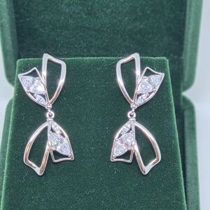 Chic Silver Earrings with Crystal Details